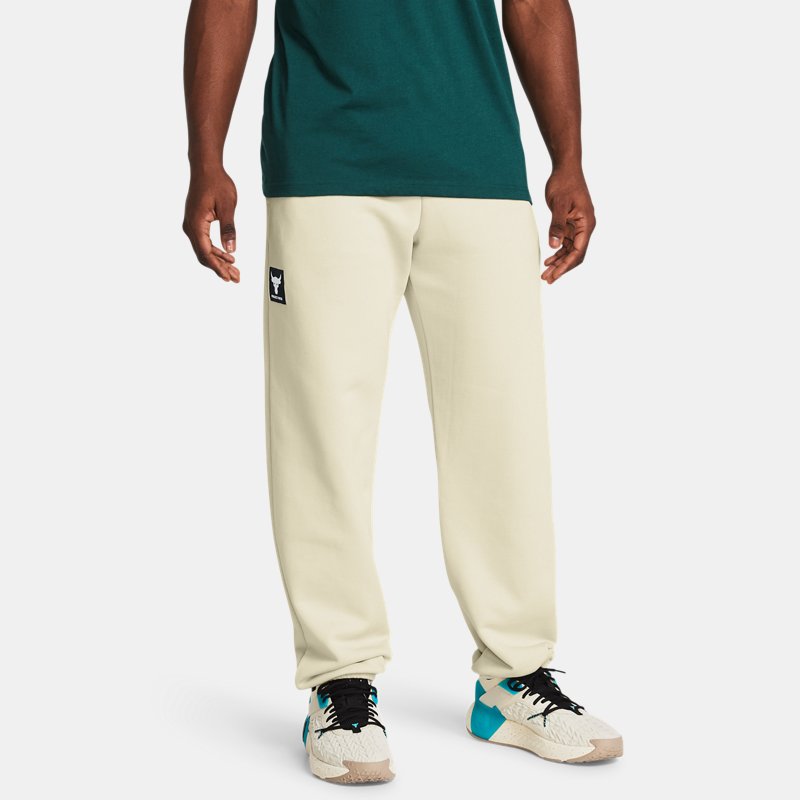 Housut ja farkut Under Armour Project Rock Heavyweight Terry Jogginghose für Herren Silt / Schwarz XXL Beige | 1380105-273
