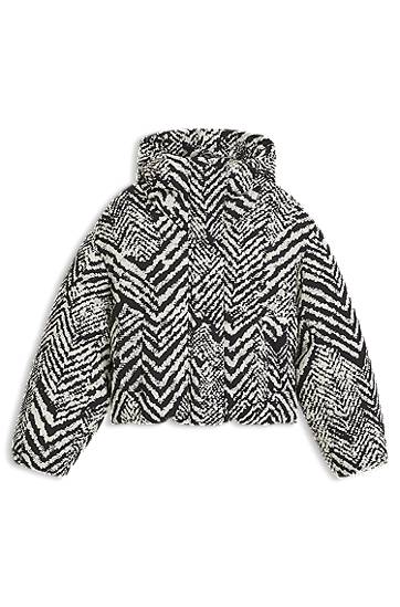 Puffer takki BOSS Water-repellent hooded jacket with herringbone print Monivärinen | 50550363, 0