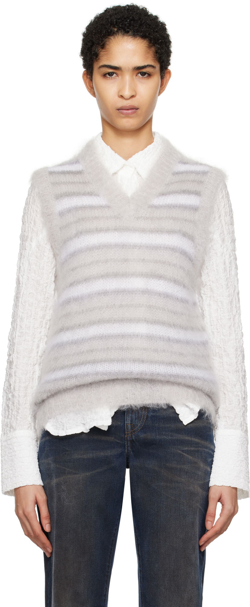 Liivi Marni Fuzzy Striped Vest Harmaa | CVMG0076Q0 UFU174