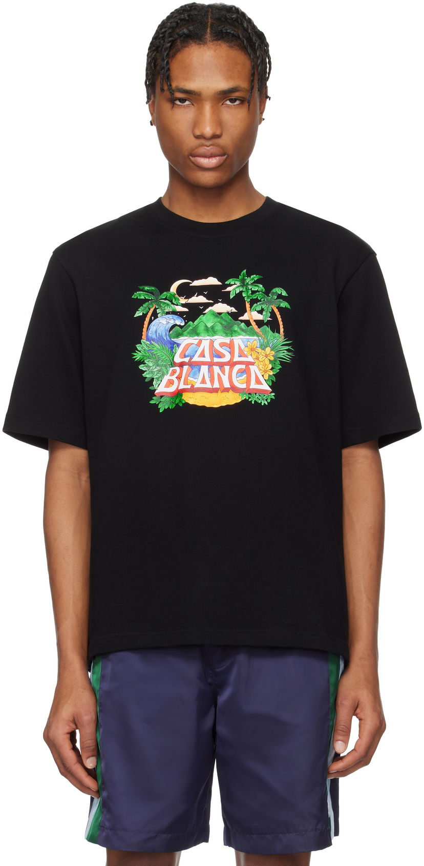 T-paita Casablanca Casablanca 'Casa' Beach Wave Graphic T-Shirt Musta | MS25-JTS-027-04-EX-SSENSE