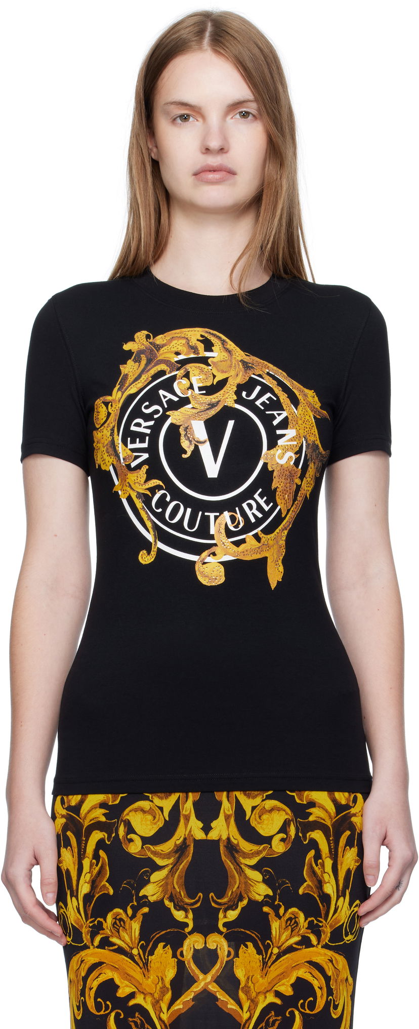 T-paita Versace Versace Jeans Couture Printed T-Shirt Musta | E79HAHE01_ECJ02E