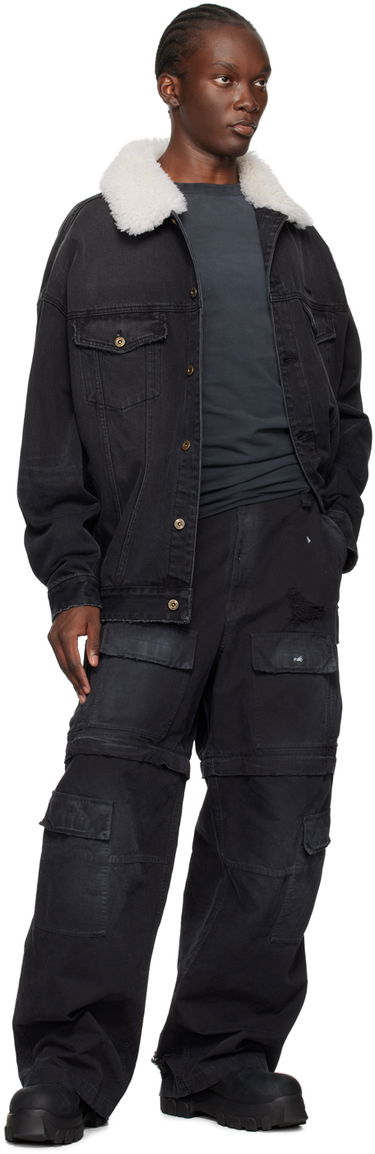 Takki We11done Oversized Denim Jacket with Fur Collar Musta | WD-DJ2-24-363-U-BK, 3