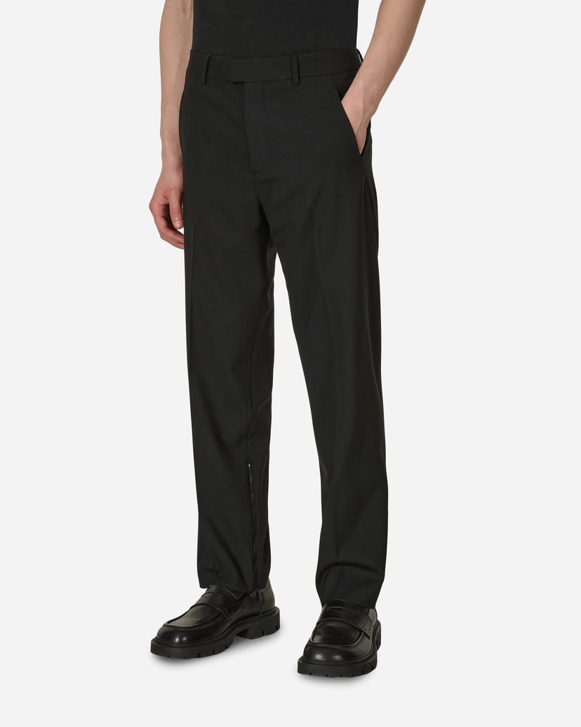Housut Off-White Embroidered Wool Slim Zip Trousers Black Musta | OMCA196S23FAB001 1000