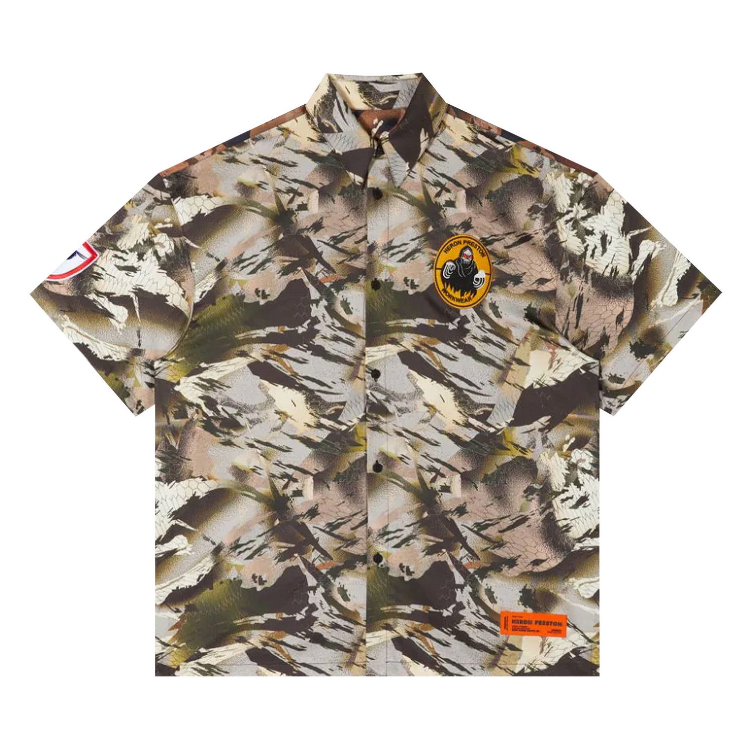 Paita HERON PRESTON Camo Popeline Bowling Shirt Vihreä | HMGA027S22FAB0025900, 1