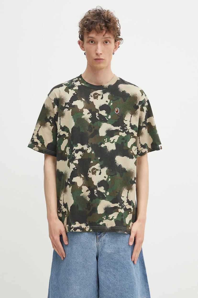 T-paita BAPE A Bathing Ape Map Camo APE Head One Point T-Shirt Vihreä | 1L30109001
