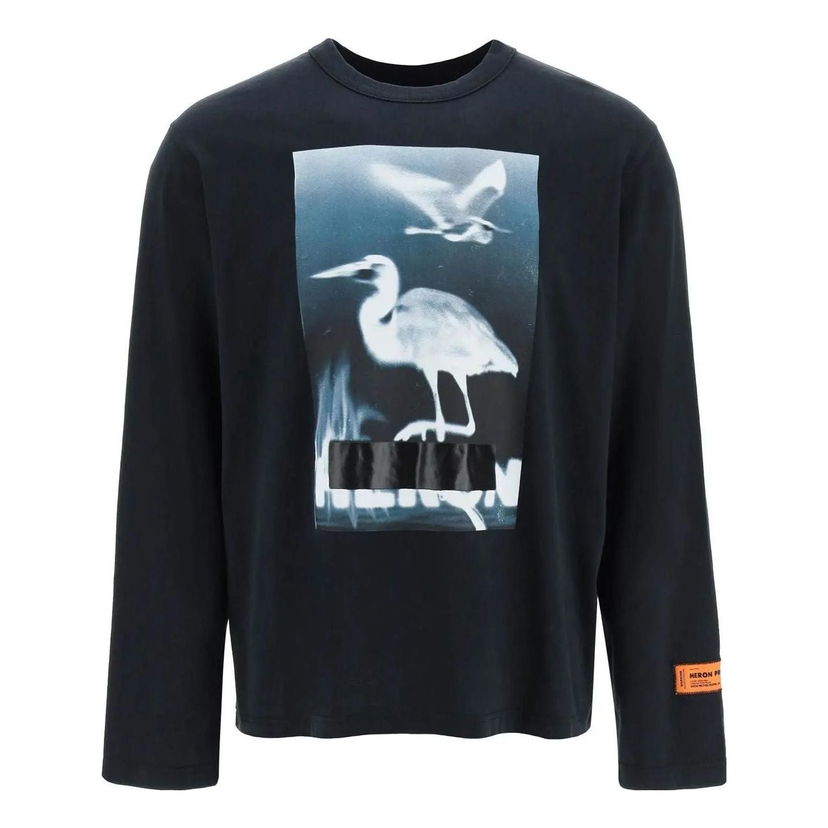 T-paita HERON PRESTON Heron Preston Censored Heron Graphic Long-Sleeve T-Shirt Musta | HMAB026S23JER0011001
