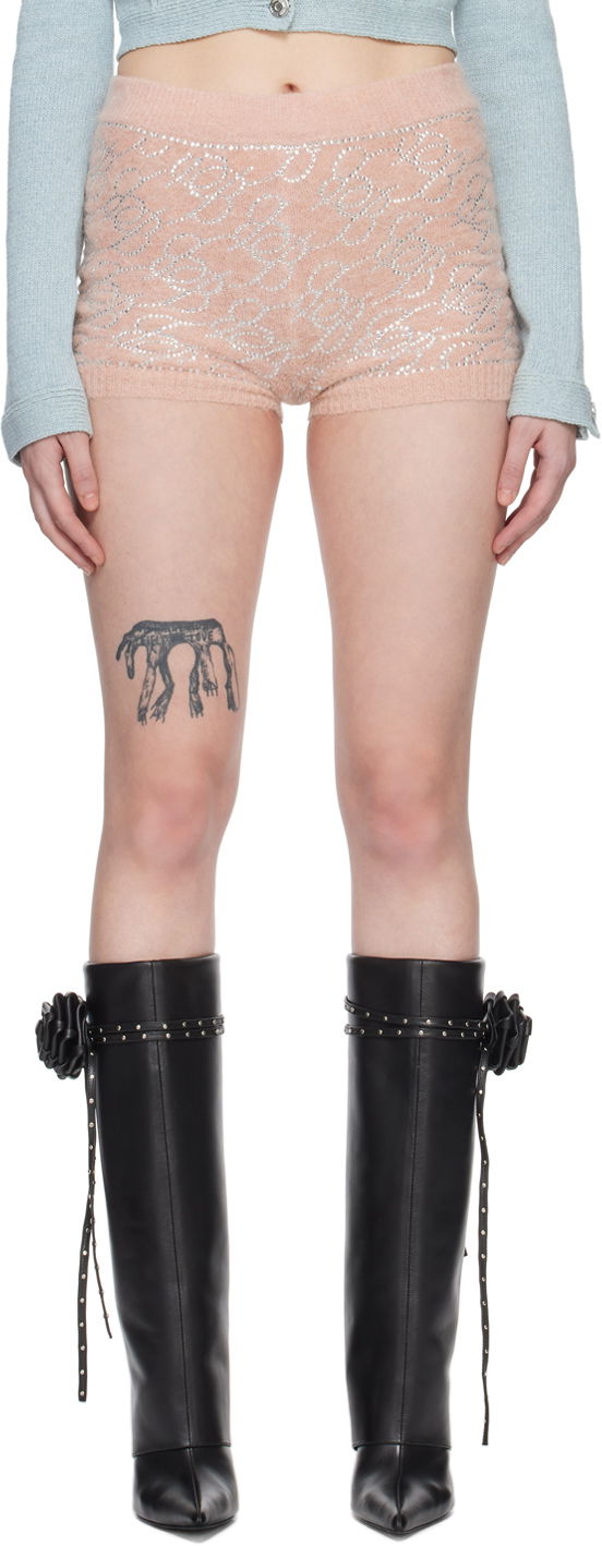 Shortsit Blumarine Blumarine Monogram Knit Shorts Vaaleanpunainen | P422P124A, 0