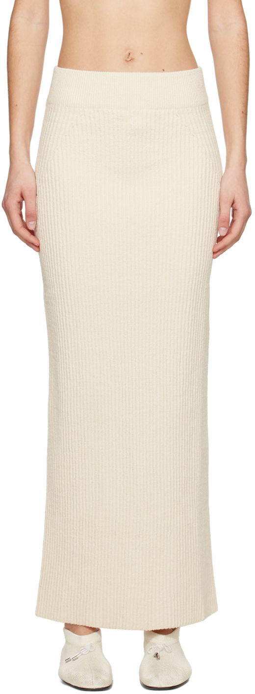 Hame TOTEME TOTEME Vented Maxi Knit Skirt Beige | 242-WRB2171-YA0042