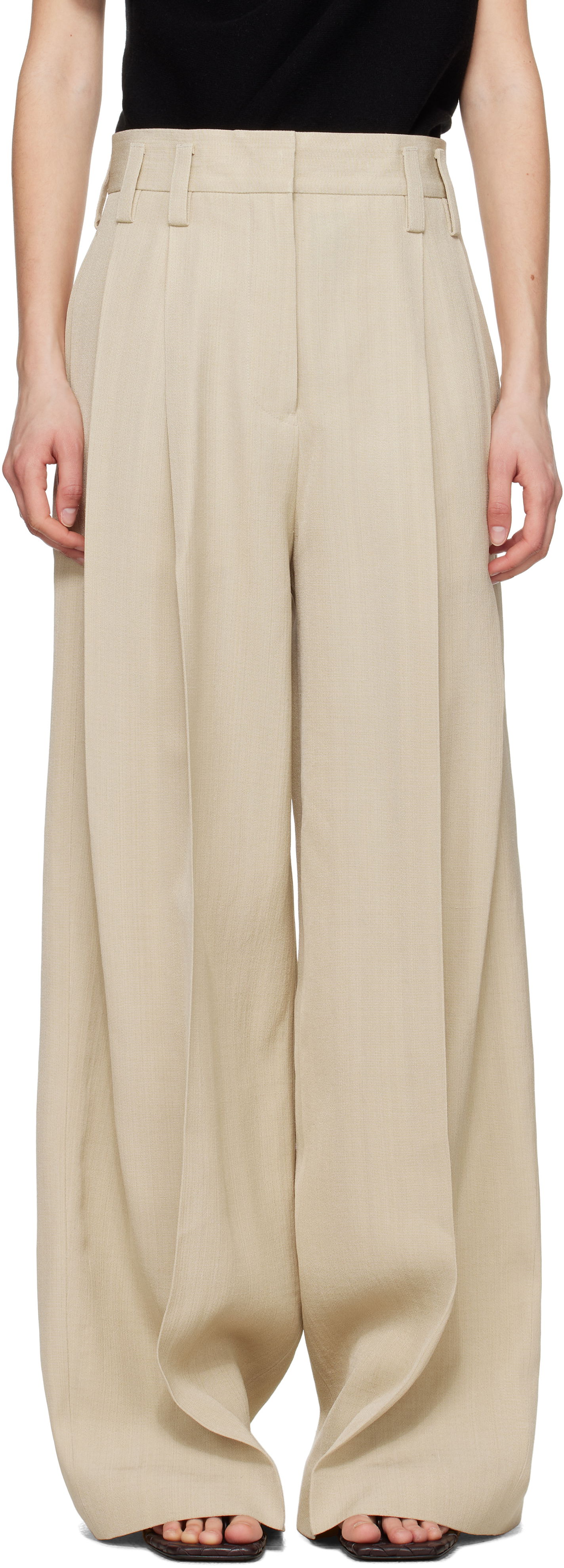 Housut Jil Sander Jil Sander Voluminous Pleated Trousers Beige | J03KA0292_J65005, 0