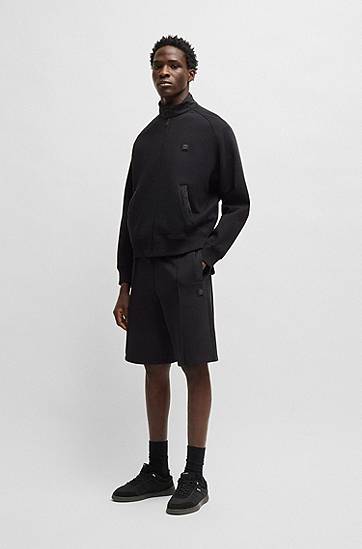 Bomber-takki BOSS Contrast-Trim Cotton-Blend Jacket Musta | 50536336, 1