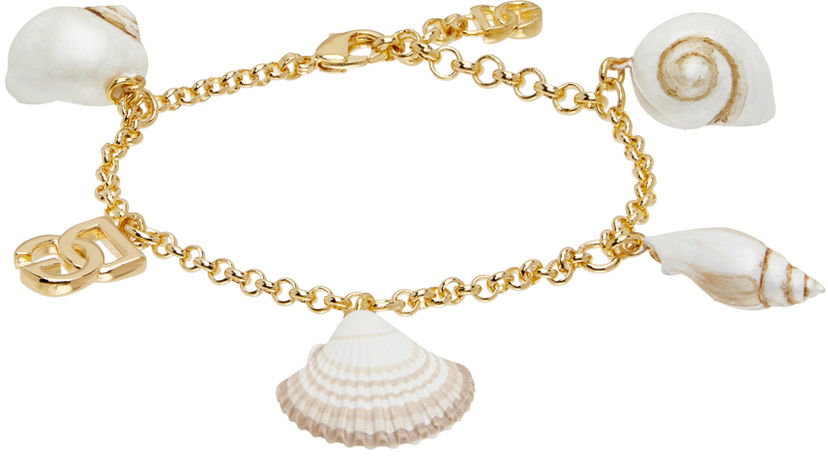 Rannerengas Dolce & Gabbana DG Logo & Shell Charm Chain Bracelet Metallinen | WBQ6C5W1111