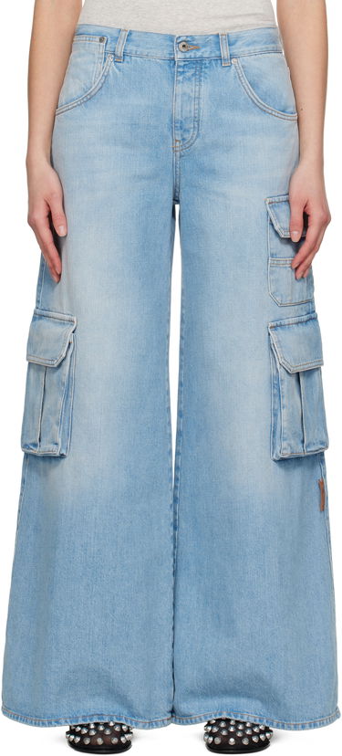 Cargo housut Off-White Off-White Wide-Leg Cargo Denim Jeans Sininen | OWYB019S25DEN0024000, 0