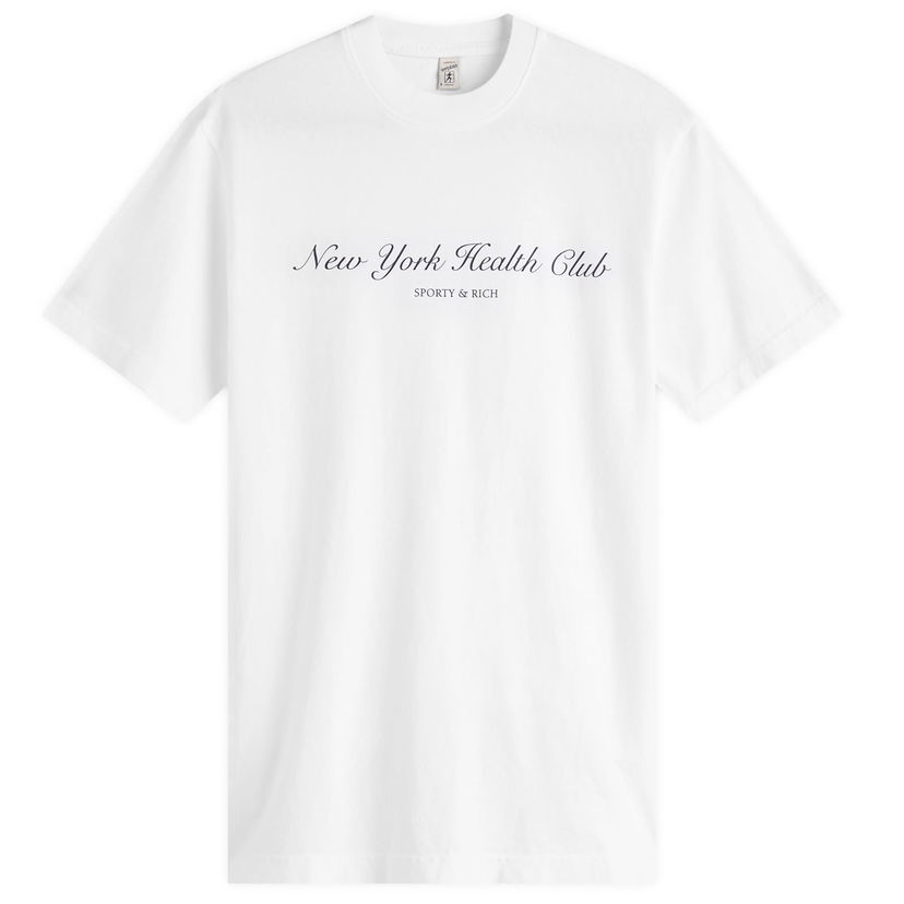 T-paita Sporty & Rich Sporty & Rich NY Health Club T-Shirt, Size Large Valkoinen | TO043602043WH01