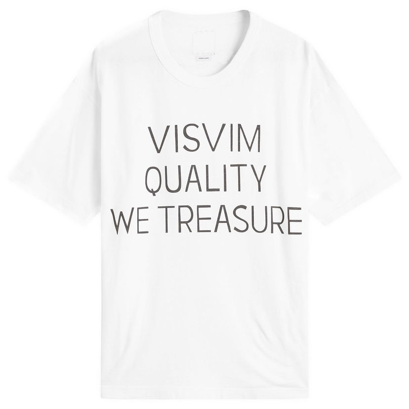 T-paita visvim Jumbo T-Shirt with 'VISVIM QUALITY WE TREASURE' print, Size Large Valkoinen | 0125205010016-WHT