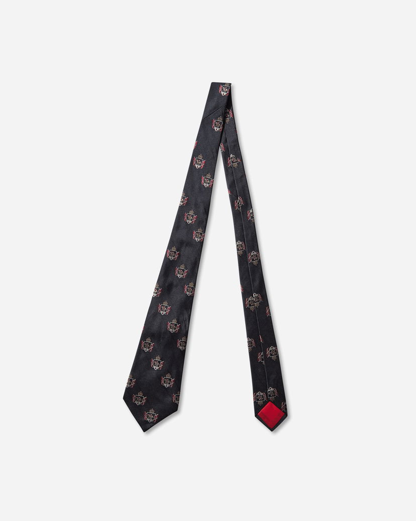 Asusteet Junya Watanabe Silk Tie with Crest Pattern Musta | WP-K408-W25 1