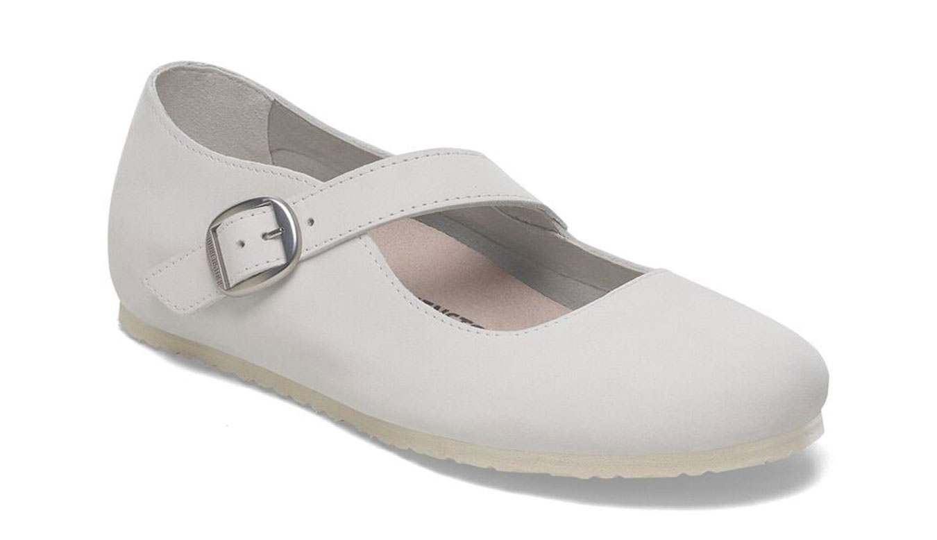 Tennarit ja kengät Birkenstock Tracy Nubuk Leather Regular Fit Mary Jane Buckle Flat Valkoinen | 1029772, 1