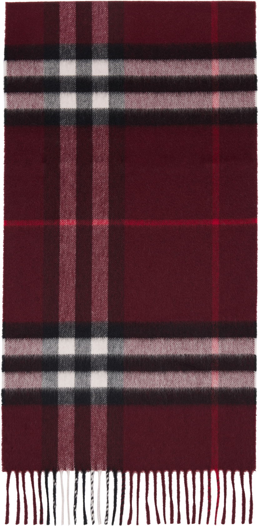Huivi Burberry Burberry Check Cashmere Scarf Burgundia | 8112639