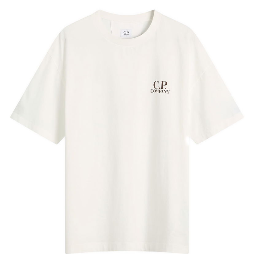 T-paita C.P. Company Logo Print T-Shirt Valkoinen | 19CMTS103A-005100W-103