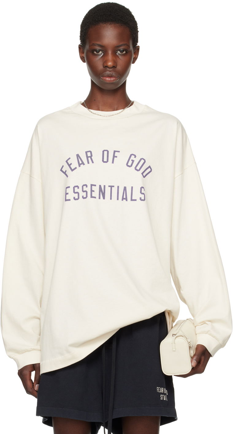 Villapaita Fear of God Fear of God Essentials Crewneck Long Sleeve T-Shirt Valkoinen | 125BT244202F