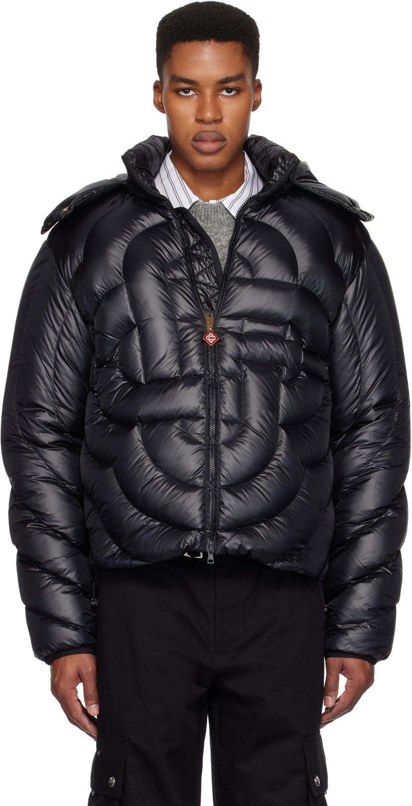 Puffer takki Casablanca Quilted Puffer Down Jacket Musta | MF24-OT-140-01