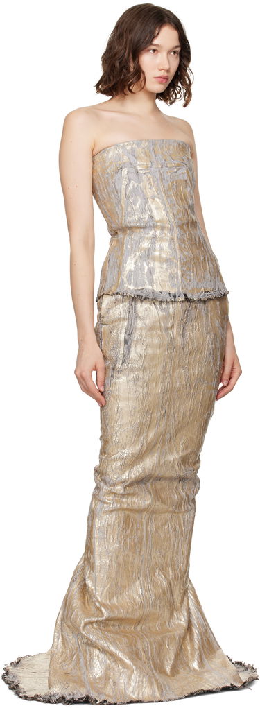 Tankkitoppi Rick Owens Rick Owens Megacrust Stretch Denim Lido Bustier Top Metallinen | RO01E7127 SGMC, 3