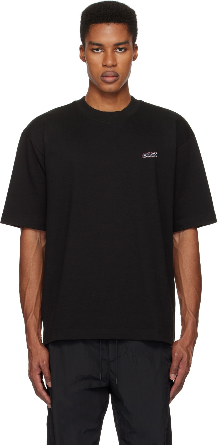 T-paita BOSS Embroidered Logo T-shirt Musta | 50534225