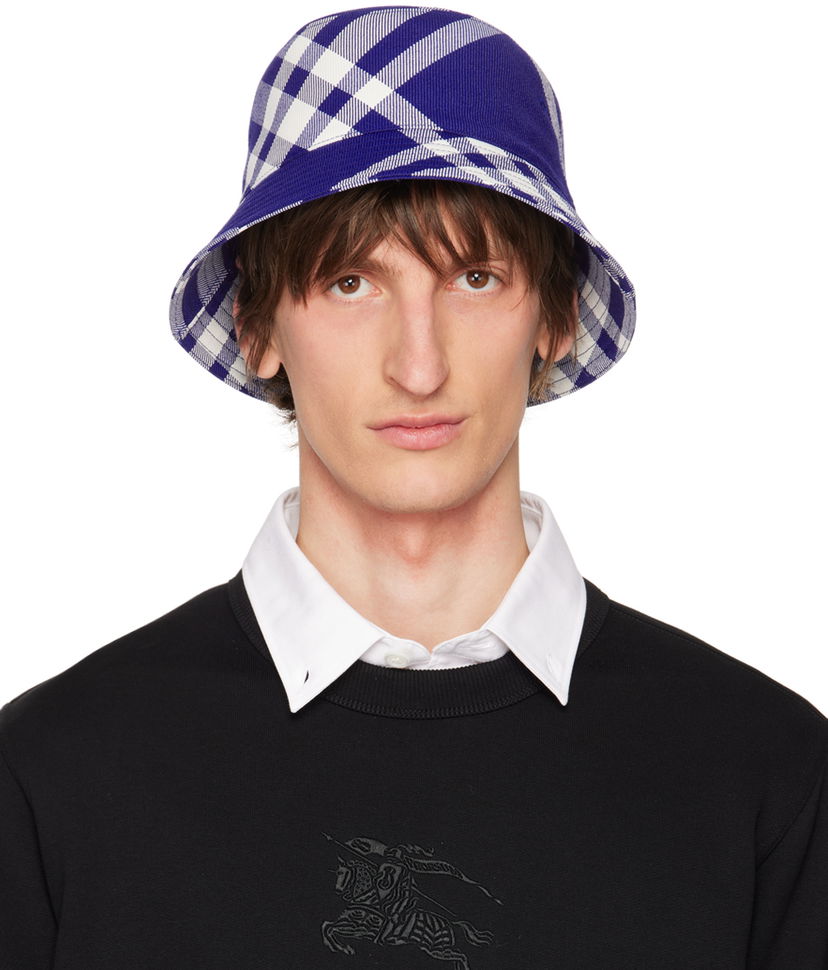 Korkki Burberry Check Bucket Hat Tummansininen | 8079490