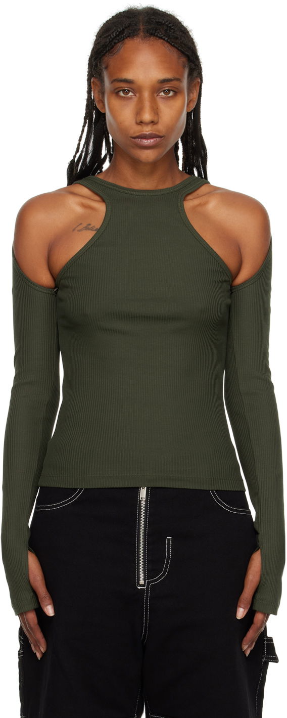 T-paita Dion Lee Loop Cutout Long Sleeve T-Shirt Vihreä | C3074F22