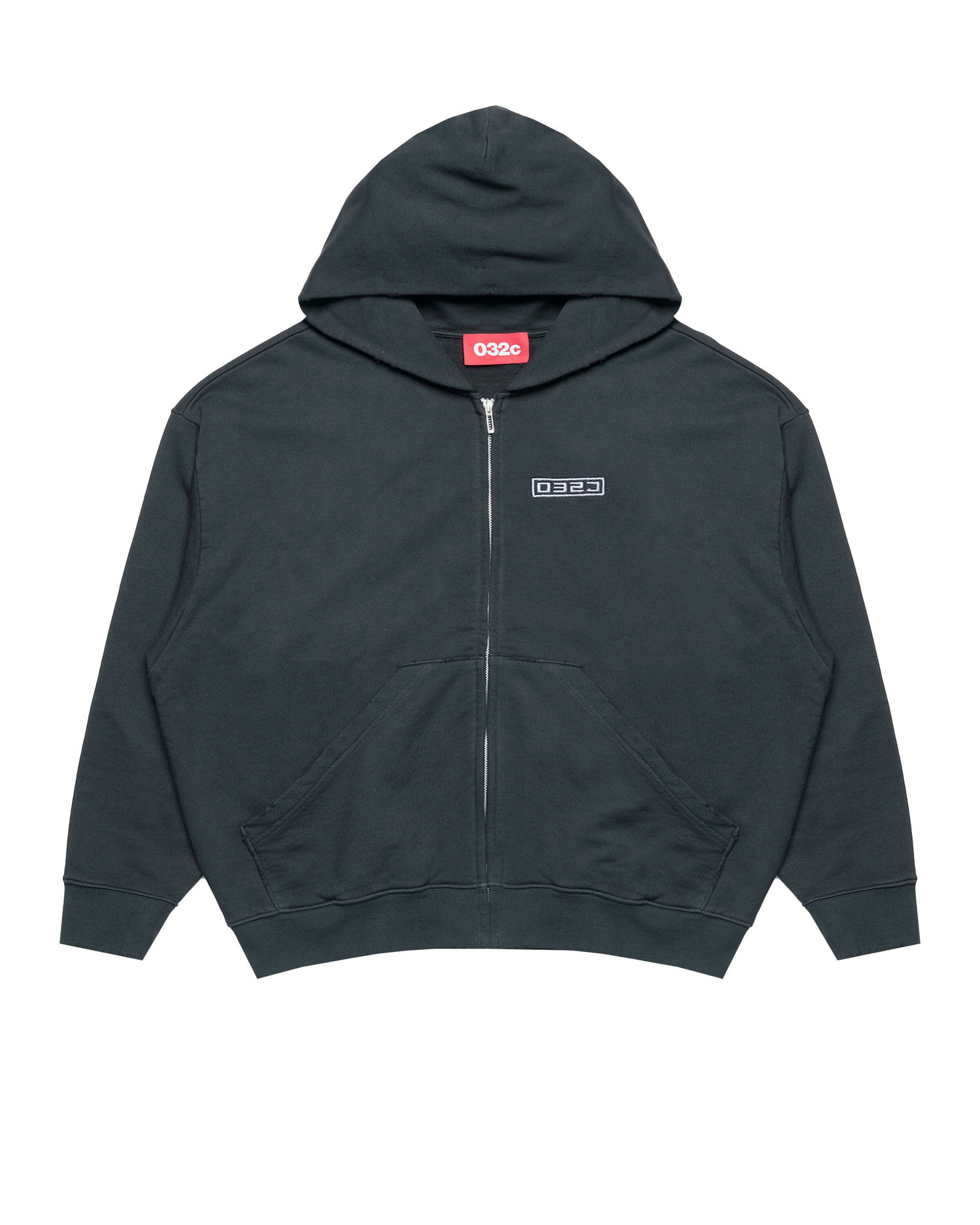 Huppari 032C 032c "Routine" Zip-Up Hoodie Musta | S25-URC-0841-050, 0