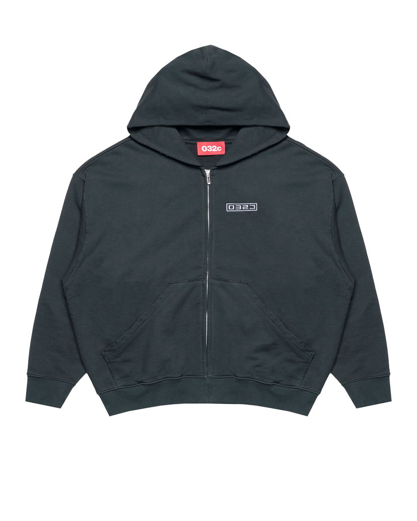 Huppari 032C 032c "Routine" Zip-Up Hoodie Musta | S25-URC-0841-050