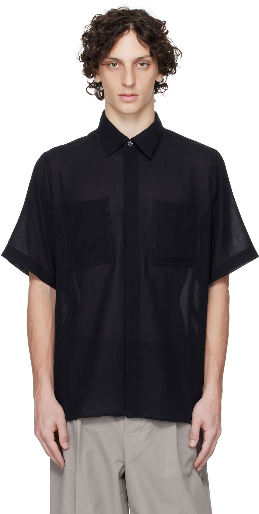 Paita AMI AMI Paris Short Sleeve Shirt Musta | HSH252.CO0098