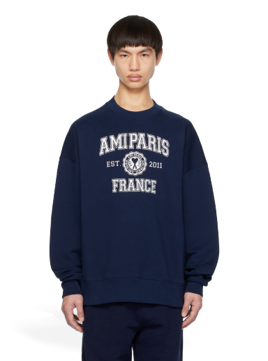 Huppari AMI Sweatshirt Tummansininen | USW008.747