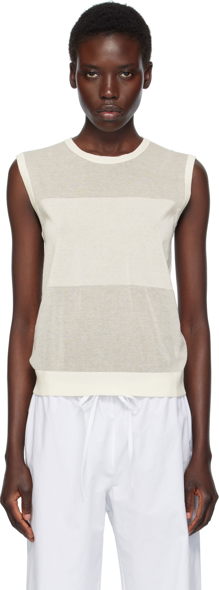 Tankkitoppi Loulou de Saison Loulou de Saison Anita Sleeveless Striped Top Valkoinen | ANITA