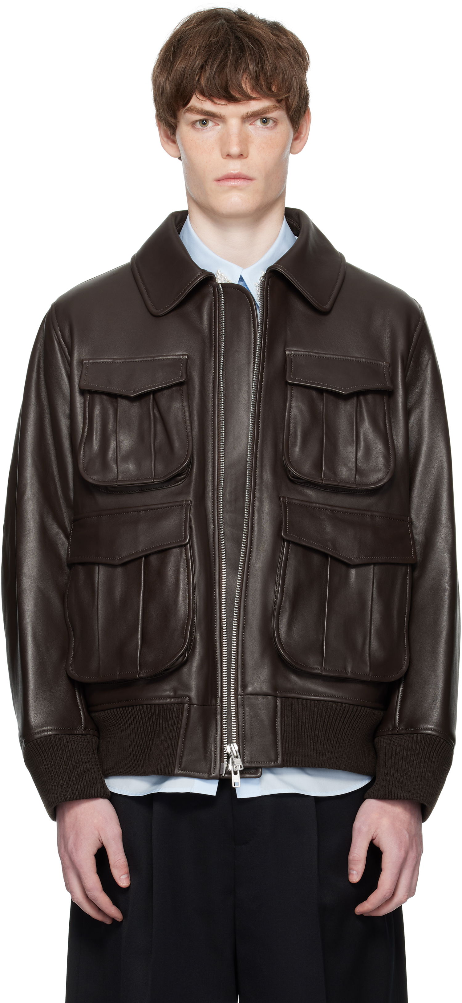 Bomber-takki Simone Rocha Simone Rocha Oversized Multi-Pocket Aviator Jacket Ruskea | 6130 0456, 0