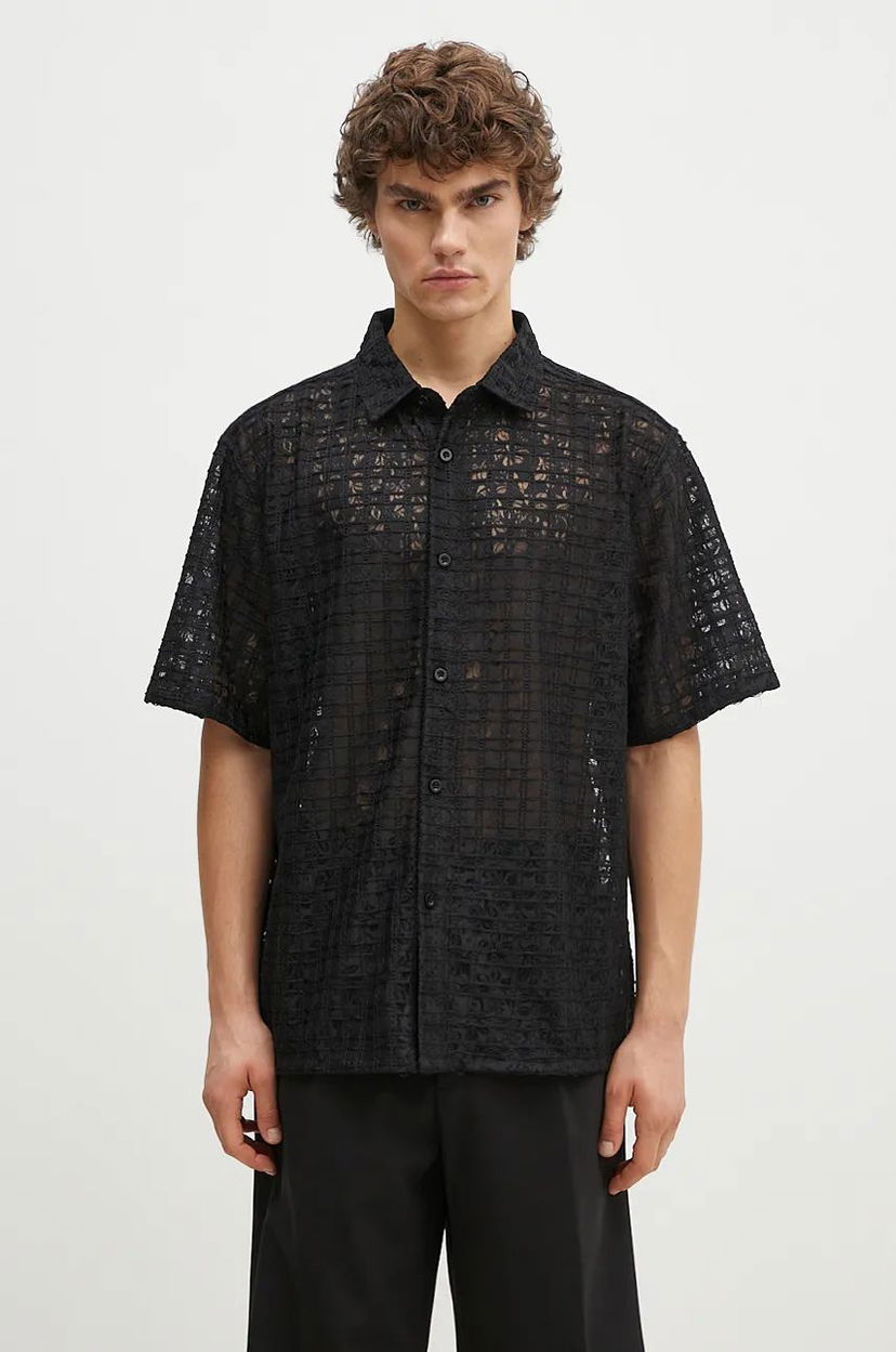 Paita Pleasures Lacy Button Down Shirt Musta | P24F050