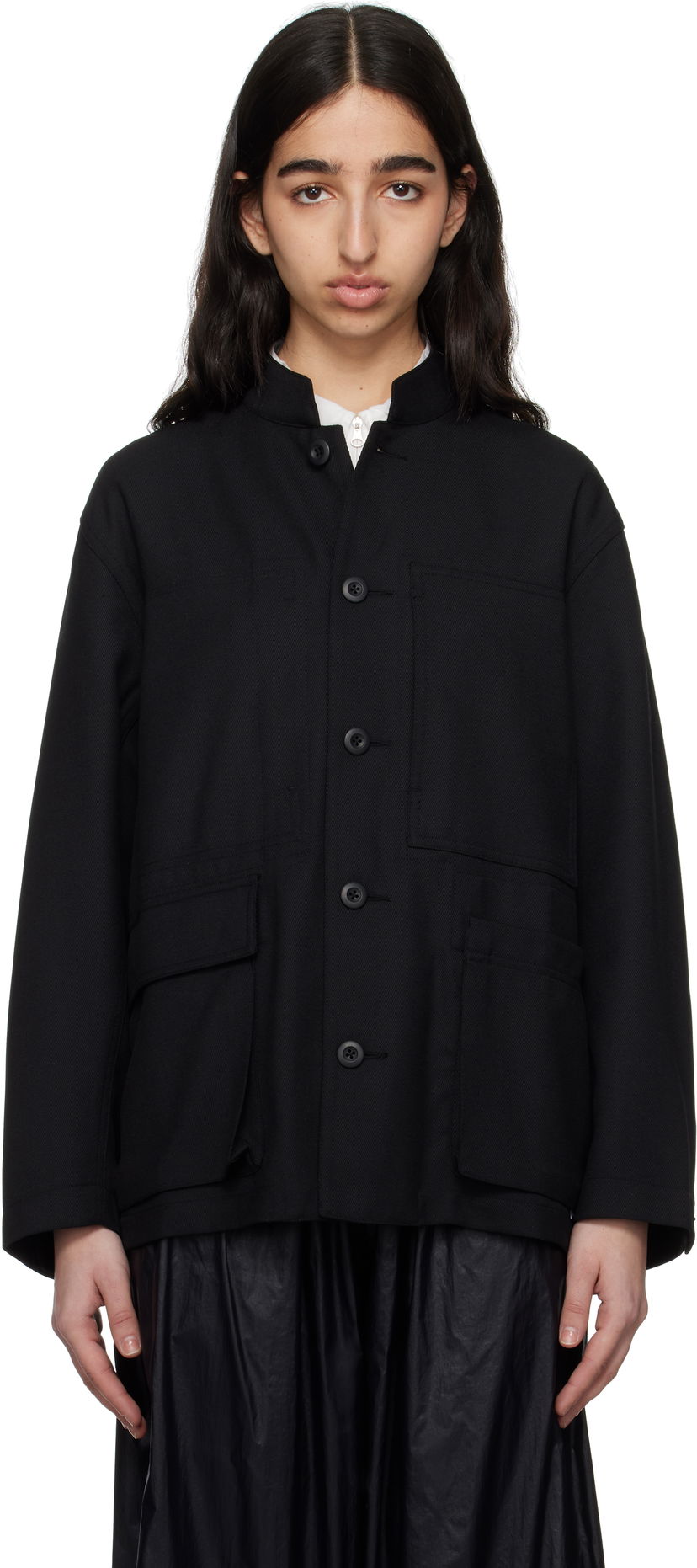 Takki Snow Peak Snow Peak Hybrid Wool Utility Jacket Musta | JK-25SU103