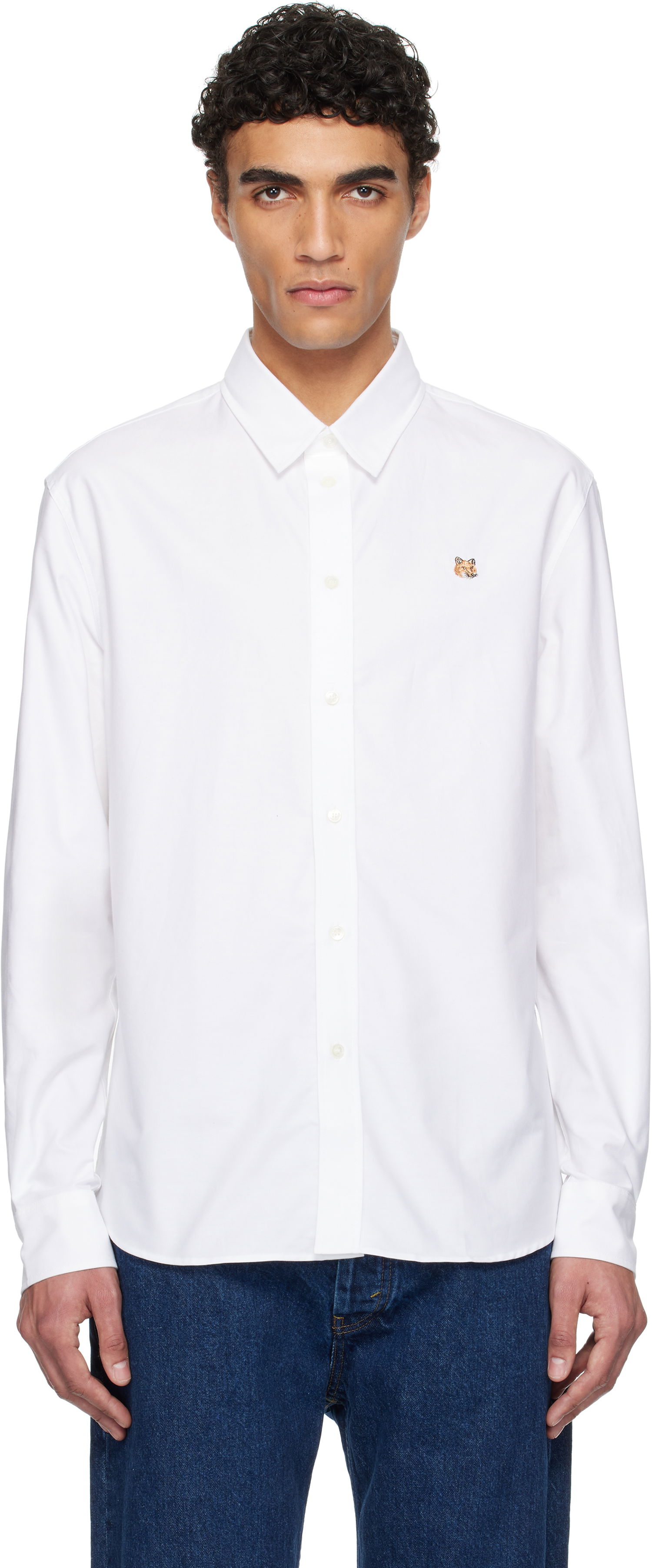 Paita MAISON KITSUNÉ Maison Kitsuné Casual Shirt with Fox Head Embroidery Valkoinen | MM00408WC5012, 0