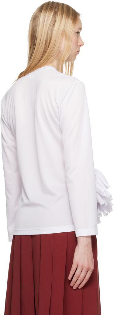 T-paita Comme des Garçons Comme des Garçons Ruffle Detail Long Sleeve T-Shirt Valkoinen | RO-T002-S25, 2