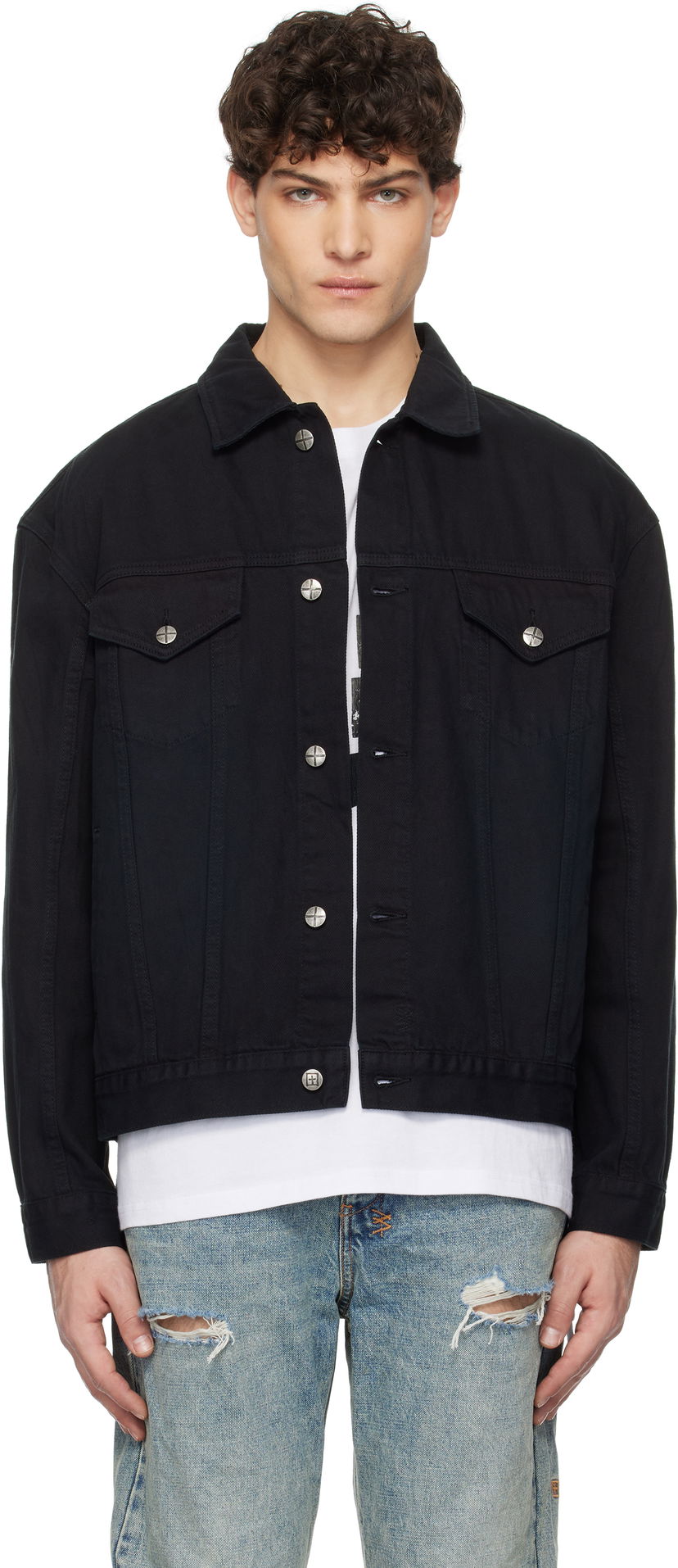 Takki Ksubi Oh G Replica Eagle Denim Jacket Musta | MPS25JK004