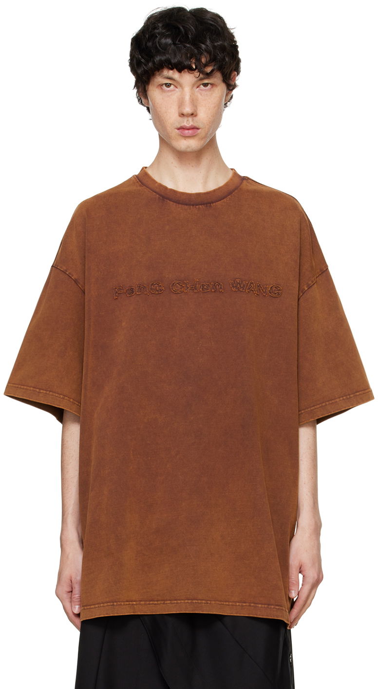 T-paita Feng Chen Wang Feng Chen Wang Washed Logo T-Shirt Ruskea | FUF18TS07