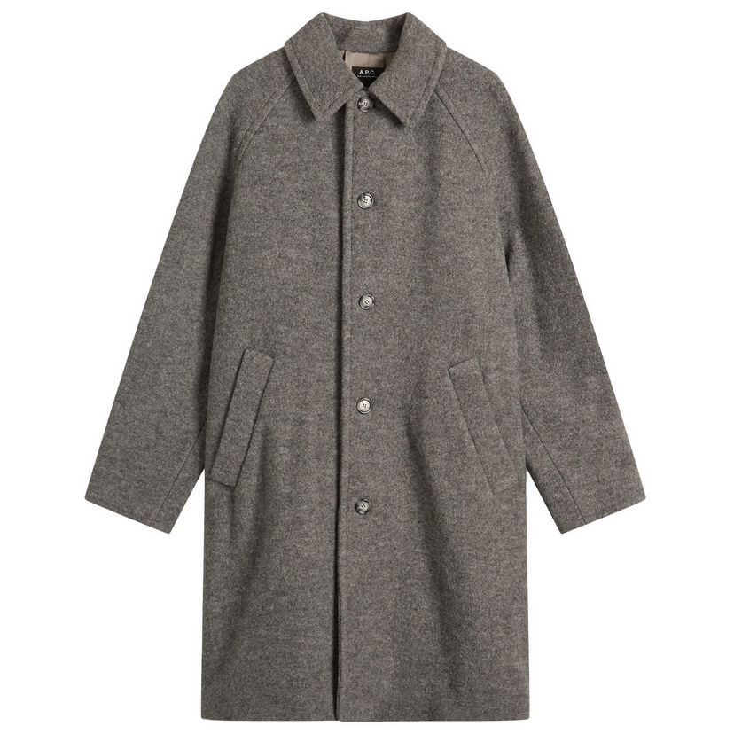 Takit A.P.C. A.P.C. Gaston Felted Wool Overcoat, Size Small Harmaa | WVBEH-H01516-PLA