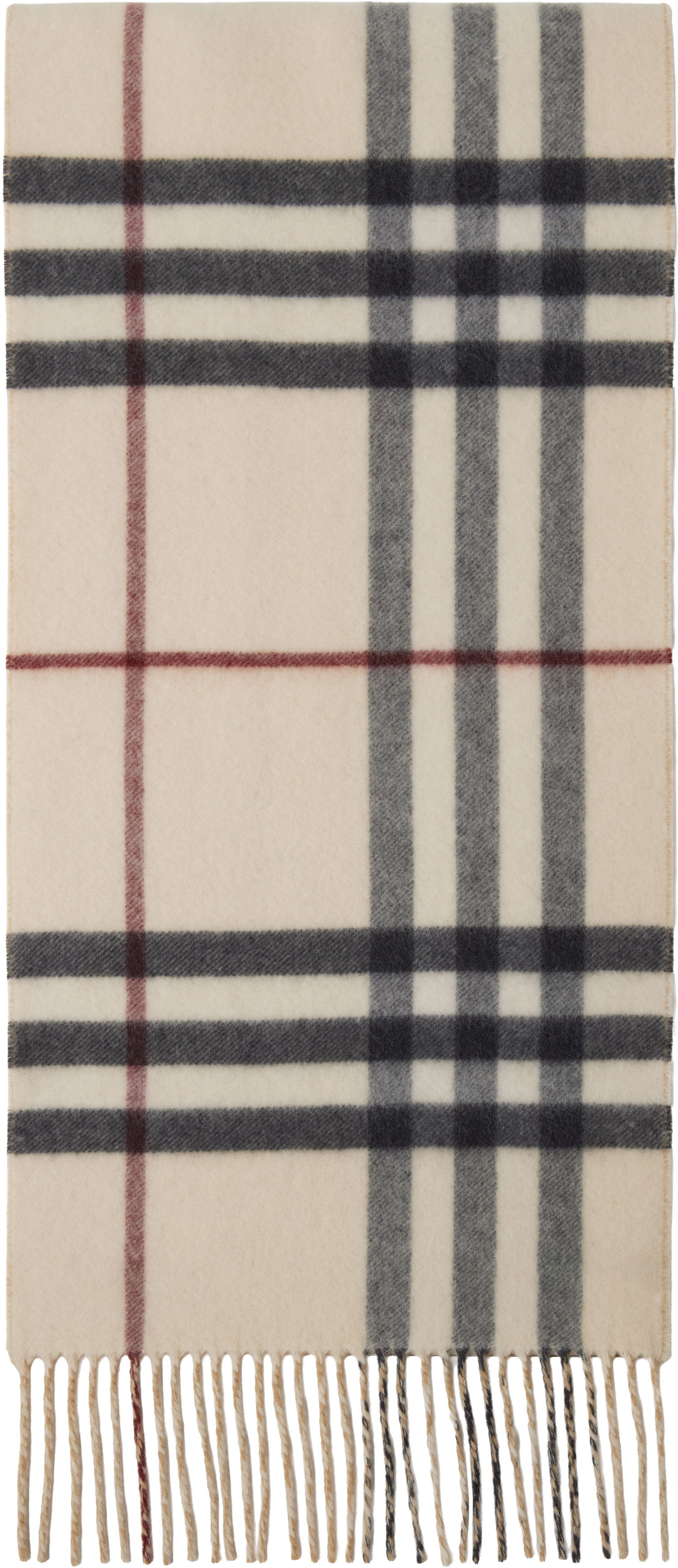 Huivi Burberry Burberry Reversible EKD Check Cashmere Scarf Beige | 8095224, 1