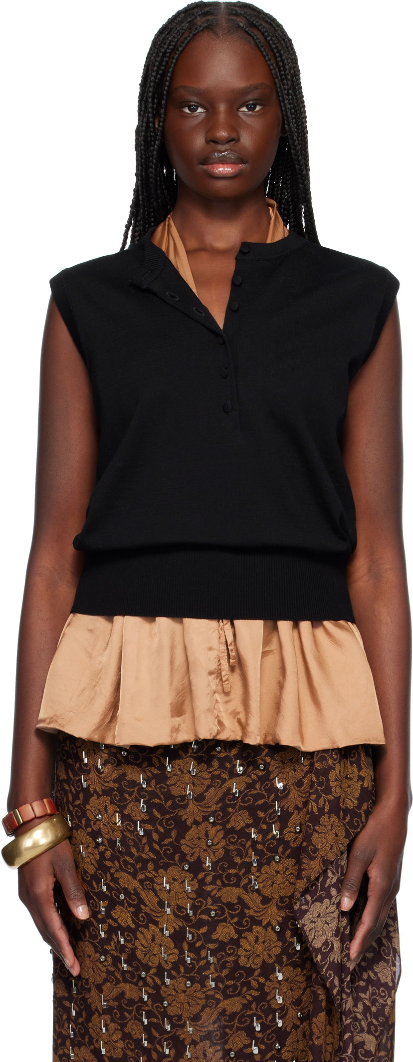 Villapaita Dries Van Noten Dries Van Noten Sleeveless Peplum Sweater Musta | 251-011206-1702