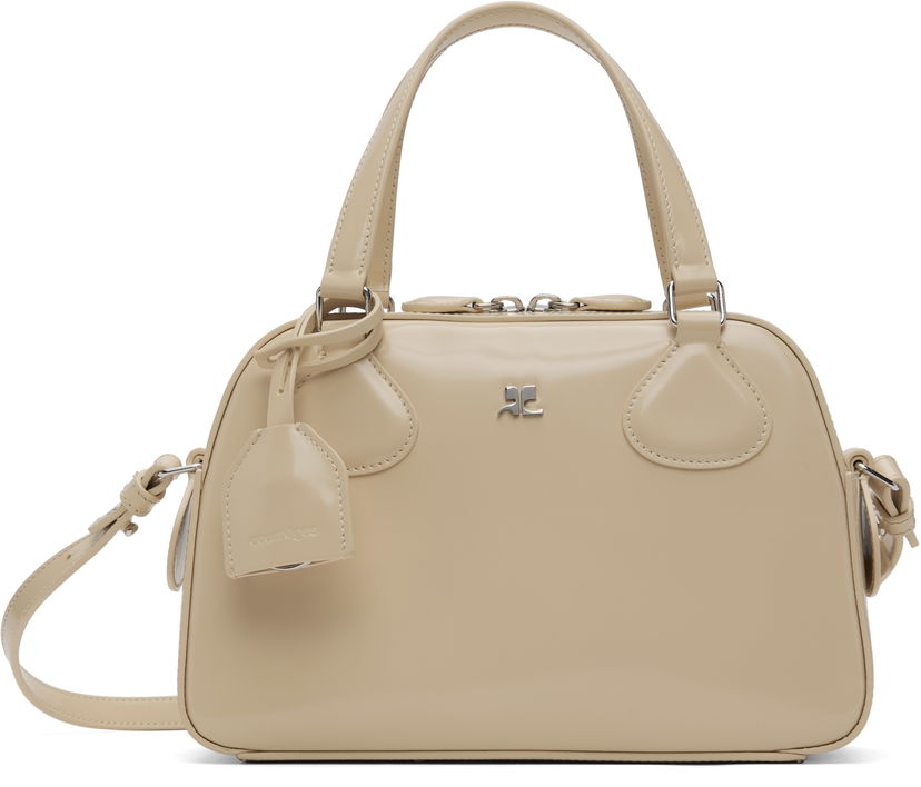 Olkalaukku Courrèges Studded Leather Bowling Bag Beige | 324GSA130CV0033