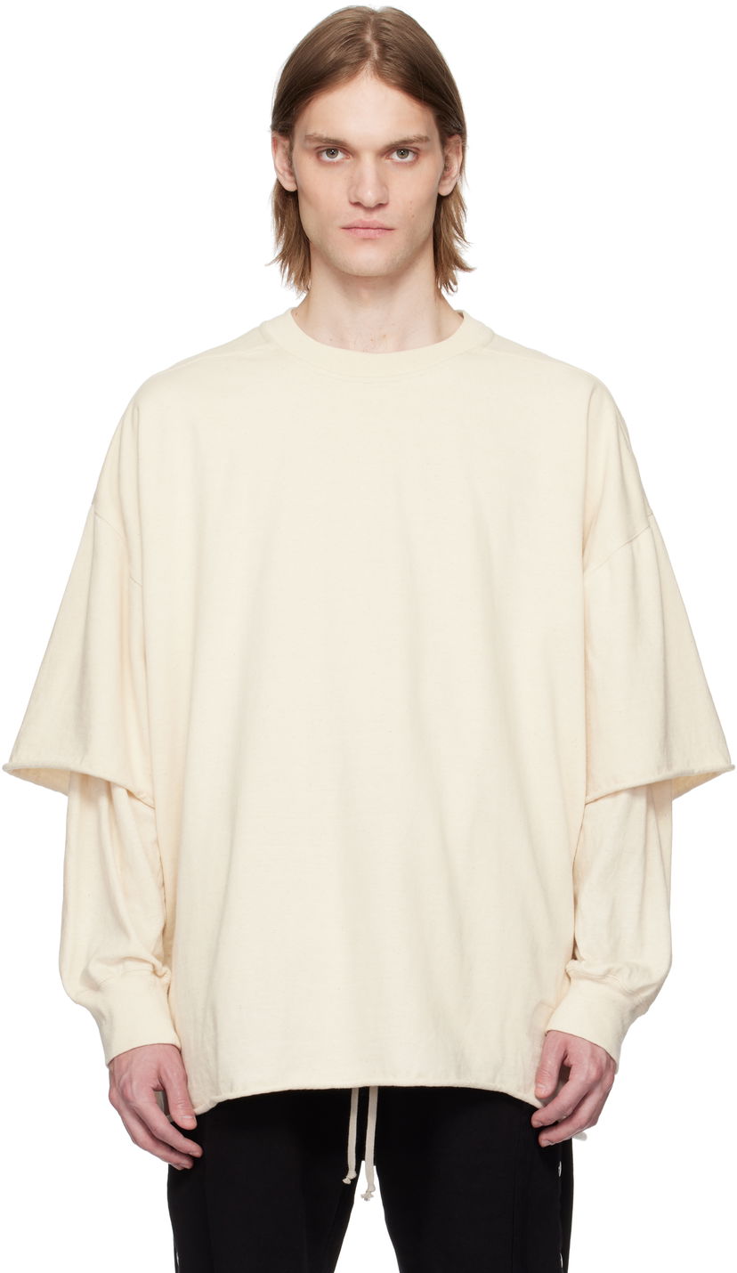 Huppari Rick Owens Rick Owens DRKSHDW Tommy Hustler Double Sleeve T-Shirt Beige | DU01E3266 RIGRNN