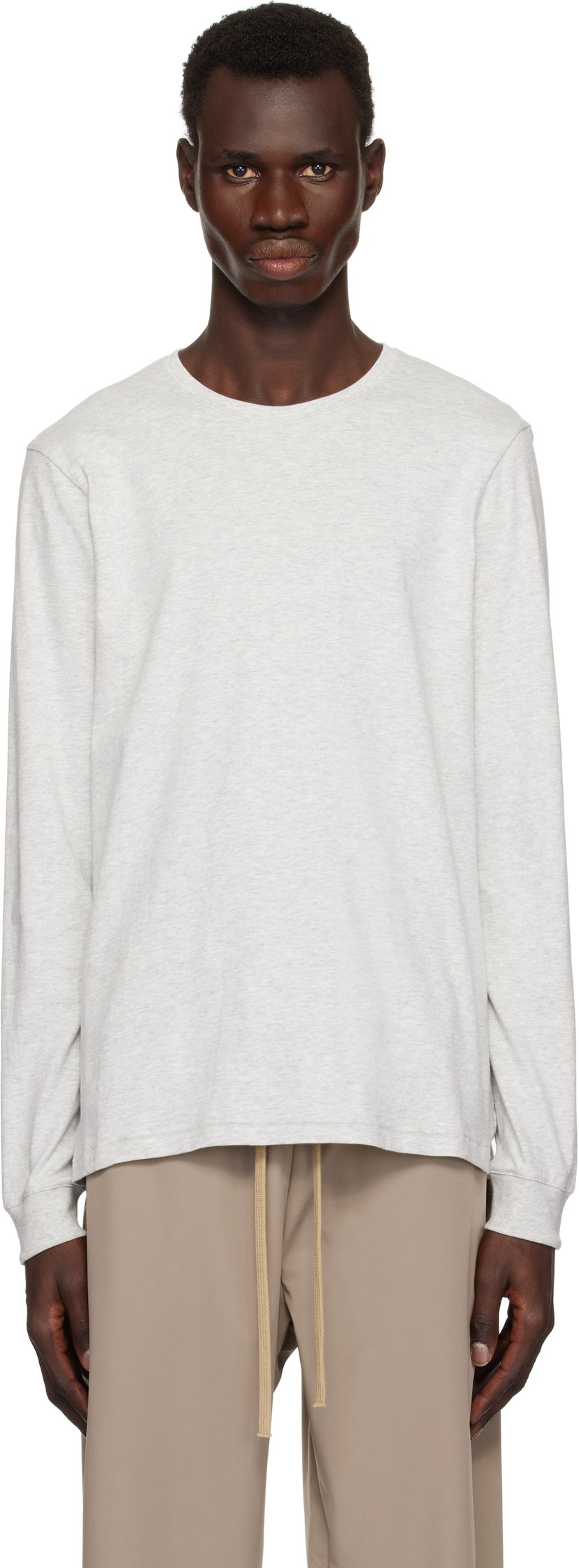 T-paita SKIMS SKIMS Cotton Classic Long Sleeve T-Shirt Harmaa | LS-LST-6350M-LIGHT HEATHER GREY