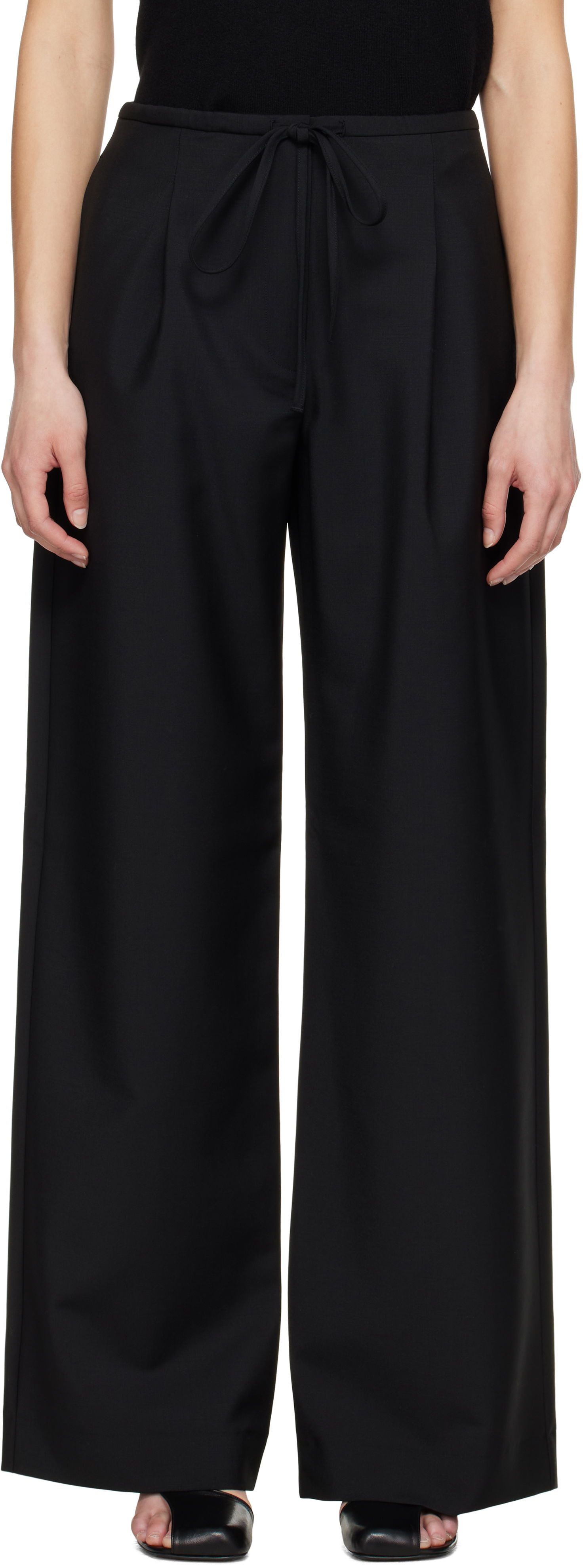 Housut Róhe Róhe Relaxed Drawstring Trousers Musta | 415-30-007, 0