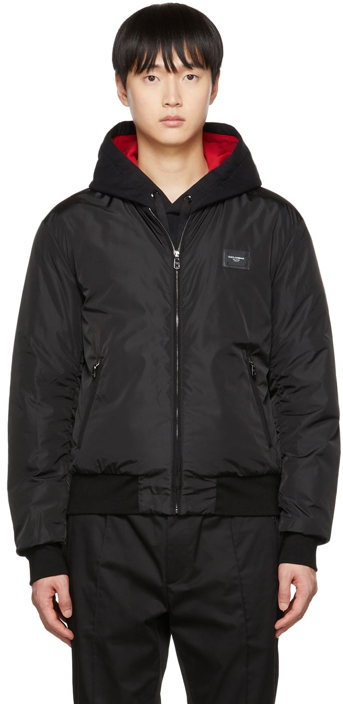 Bomber-takki Dolce & Gabbana Black Insulated Bomber Jacket Musta | G9OW1TFUMQG