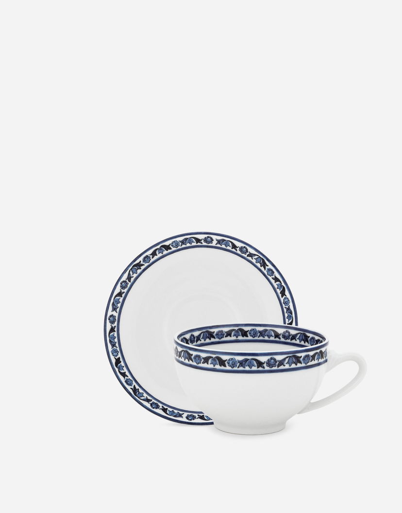 Kodin sisustus Dolce & Gabbana Porcelain Teacup And Saucer Set Valkoinen | TC0S13TCALIUB028