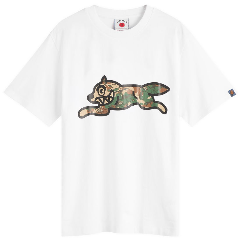 T-paita BBC IceCream Woodland Camo Running Dog Graphic Tee, Size Large Valkoinen | IC25380-WHT